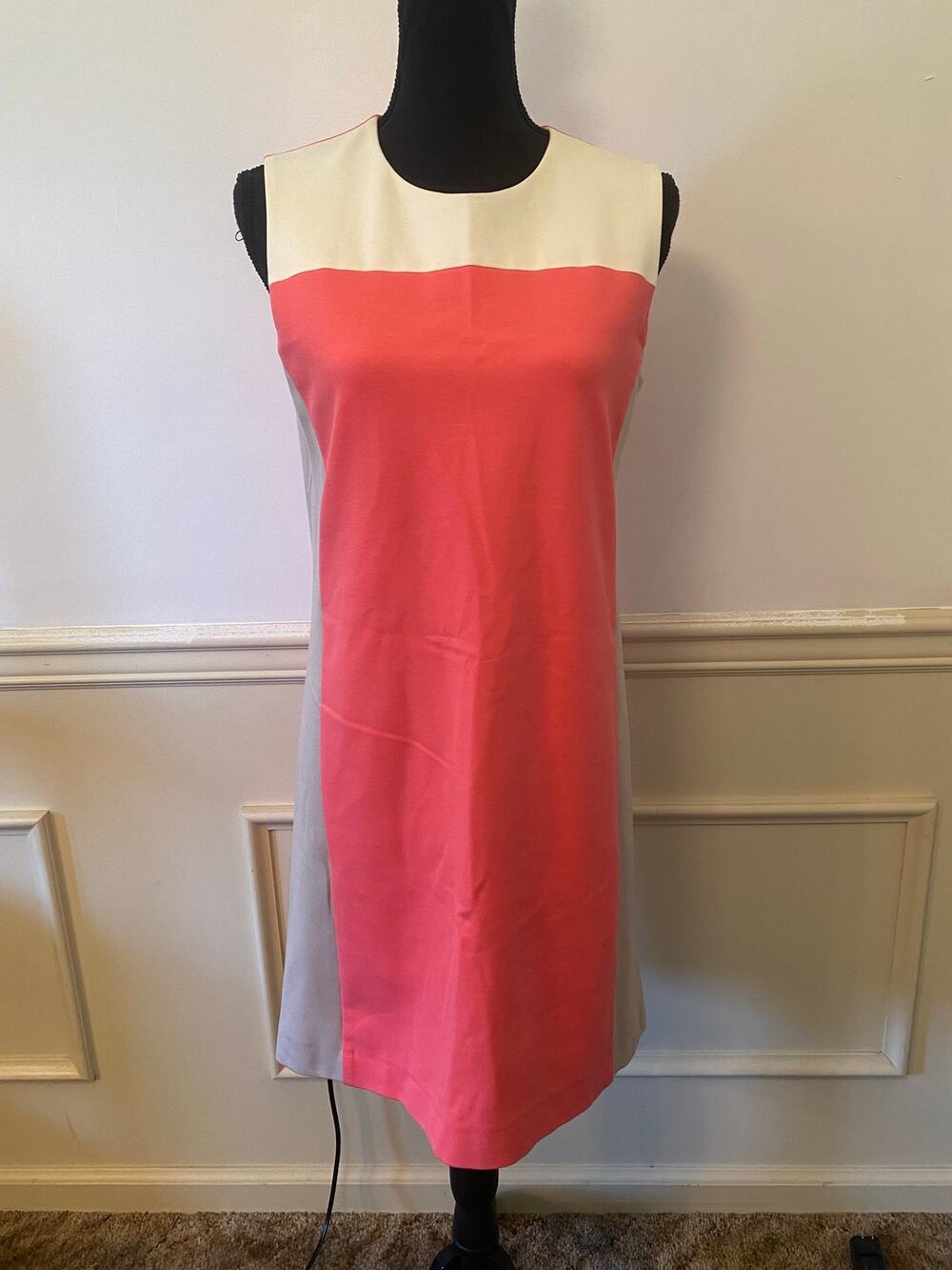 Vilagallo Colorblock Mimma Pink Sleeveless Shift Dress Grey/White Size 40
